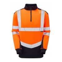 Leo Workwear Tapeley Class 2 Hi-Vis Orange 1/4 Zip Sweatshirt
